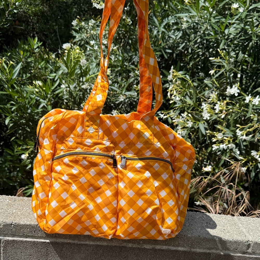 Lug Boxer Packable Duffel Bag in golden gingham
